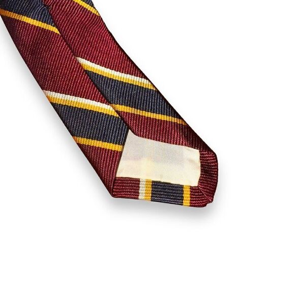70s Brooks Brothers Burgundy Rep Strip Tie Handmade in USA - Picture 5 of 5